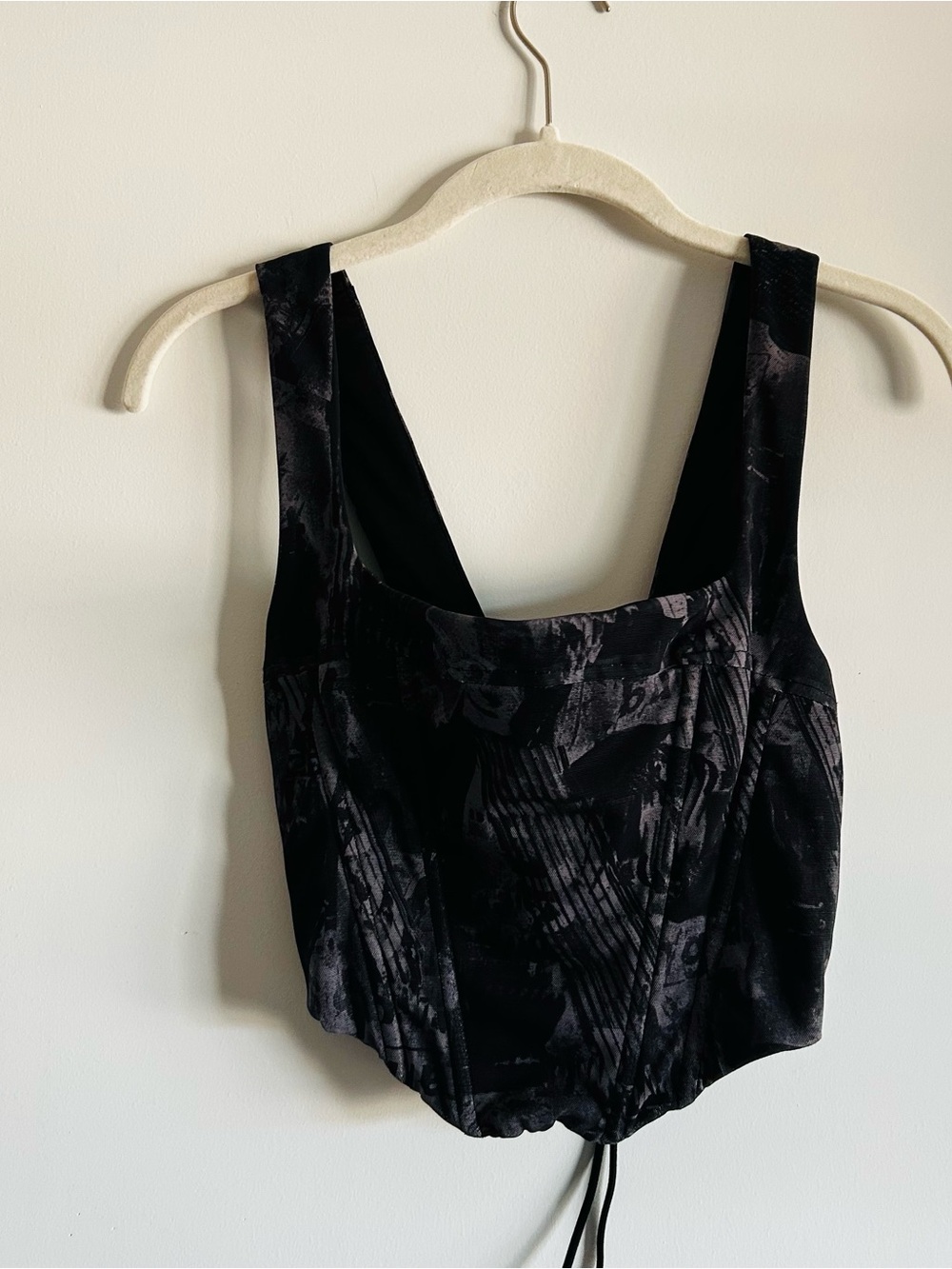 Edikted Black Textured Corset-Style Crop Top